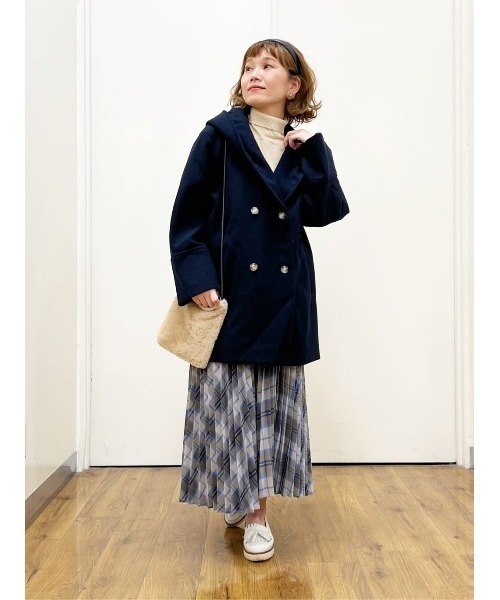 HONEYSUCKLE ROSE(ハニーサックルローズ)の「【HONEYSUCKLE ROSE】フードミドルコート(ダウンジャケット/コート・レディース・ネイビー/オフホワイト・M/L)」の14枚目の写真