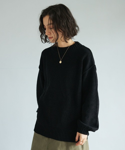 CRAFT STANDARD BOUTIQUE(クラフトスタンダードブティック)の「モールニットハイネックプルオーバー(ニット/セーター・レディース・オレンジ/マスタード/ブラウン/グリーン/ライトグリーン/ブラック/アイボリー/グレイッシュベージュ/チャコールグレー・FREE)」の3枚目の写真