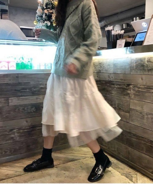 gossip！ロサンゼルス（ゴシップロサンゼルス）の「チュールティアードスカート（スカート・レディース・ホワイト/ブラック・FREE）」の2枚目の写真