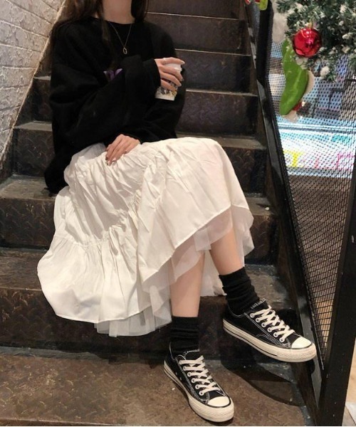 gossip！ロサンゼルス（ゴシップロサンゼルス）の「チュールティアードスカート（スカート・レディース・ホワイト/ブラック・FREE）」の3枚目の写真