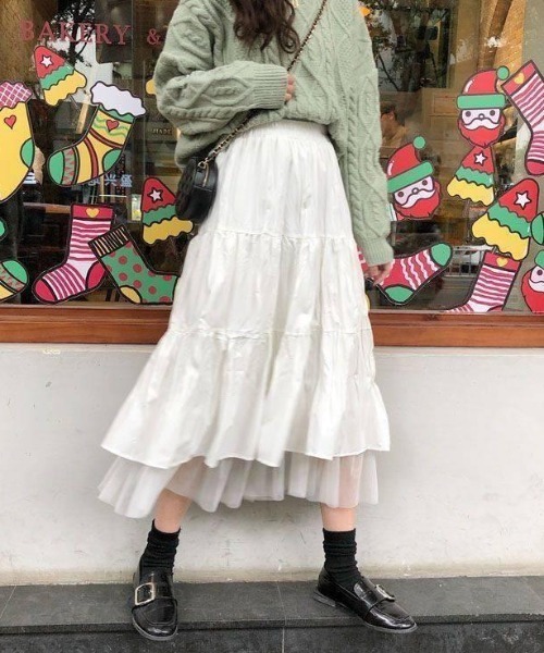 gossip！ロサンゼルス（ゴシップロサンゼルス）の「チュールティアードスカート（スカート・レディース・ホワイト/ブラック・FREE）」の16枚目の写真