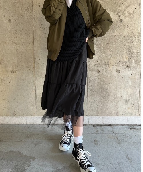 gossip！ロサンゼルス（ゴシップロサンゼルス）の「チュールティアードスカート（スカート・レディース・ホワイト/ブラック・FREE）」の10枚目の写真