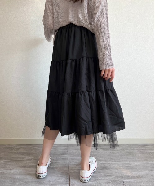 gossip！ロサンゼルス（ゴシップロサンゼルス）の「チュールティアードスカート（スカート・レディース・ホワイト/ブラック・FREE）」の12枚目の写真