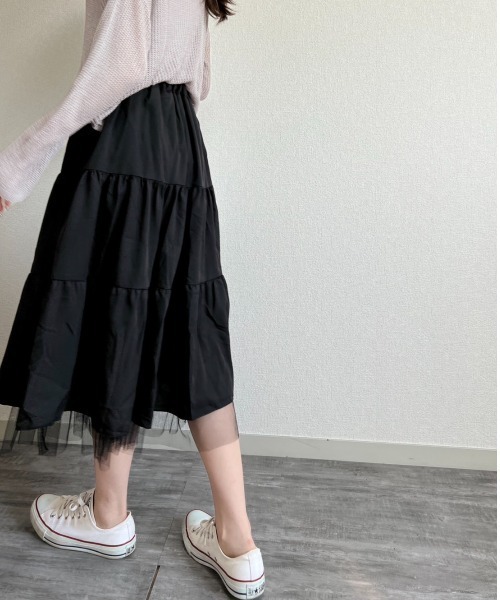 gossip！ロサンゼルス（ゴシップロサンゼルス）の「チュールティアードスカート（スカート・レディース・ホワイト/ブラック・FREE）」の5枚目の写真