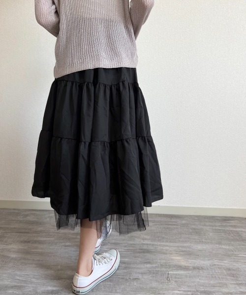gossip！ロサンゼルス（ゴシップロサンゼルス）の「チュールティアードスカート（スカート・レディース・ホワイト/ブラック・FREE）」の6枚目の写真