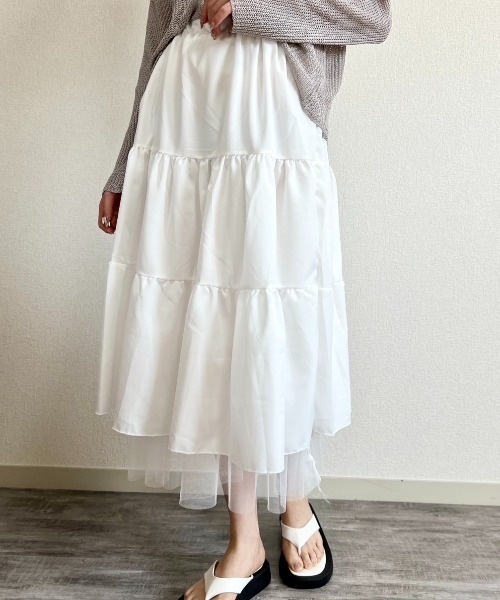 gossip！ロサンゼルス（ゴシップロサンゼルス）の「チュールティアードスカート（スカート・レディース・ホワイト/ブラック・FREE）」の15枚目の写真