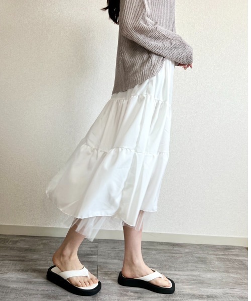 gossip！ロサンゼルス（ゴシップロサンゼルス）の「チュールティアードスカート（スカート・レディース・ホワイト/ブラック・FREE）」の13枚目の写真