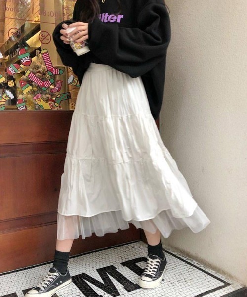 gossip！ロサンゼルス（ゴシップロサンゼルス）の「チュールティアードスカート（スカート・レディース・ホワイト/ブラック・FREE）」の21枚目の写真