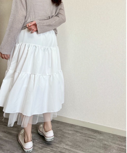 gossip！ロサンゼルス（ゴシップロサンゼルス）の「チュールティアードスカート（スカート・レディース・ホワイト/ブラック・FREE）」の22枚目の写真
