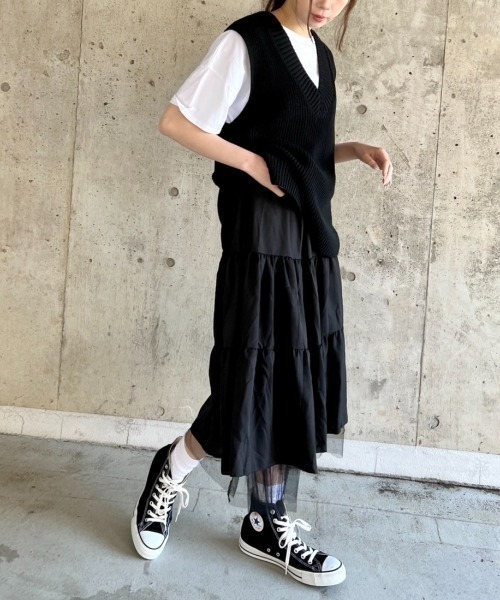 gossip!ロサンゼルス(ゴシップロサンゼルス)の「チュールティアードスカート(スカート・レディース・ホワイト/ブラック・FREE)」の19枚目の写真