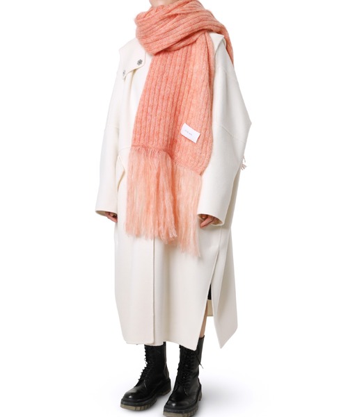LE CIEL BLEU(ルシェルブルー)の「モヘアフリンジストール / Mohair Fringe Stole(ストール/ショール・レディース・カーキ/ブラック/サーモンピンク/パープル・36)」の4枚目の写真
