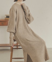 Ambre Neige | 着心地抜群◎ ロングカフスメランジニットワンピース／【WEB/EC限定商品】(ワンピース)