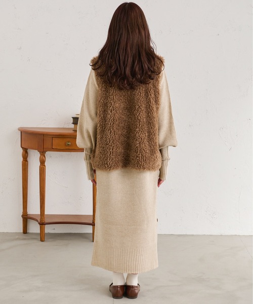 Ambre Neige（アンブルネージュ）の「着心地抜群◎ ロングカフスメランジニットワンピース／【WEB/EC限定商品】（ワンピース・レディース・ライトベージュ/ダークブラウン/ベージュ・FREE）」の21枚目の写真