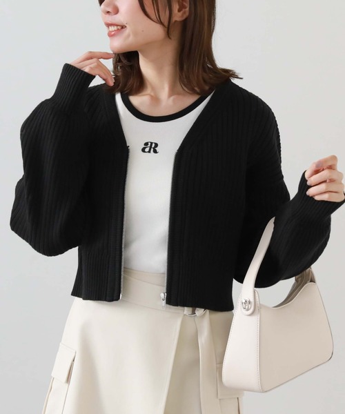 archives（アルシーヴ）の「フロントｚｉｐニットカーディガン（カーディガン/ボレロ・レディース・ブラック/オフホワイト/ブルー/パープル・MEDIUM）」の8枚目の写真