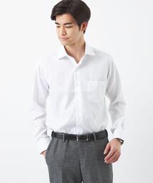 green label relaxing | コットン ヘリンボーン スリム ショートワイドカラー ドレスシャツ -イージーアイロン-(ビジネスシャツ)