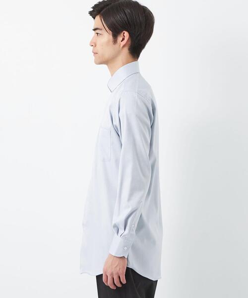 green label relaxing（グリーンレーベルリラクシング）の「コットン ヘリンボーン スリム ショートワイドカラー ドレスシャツ -イージーアイロン-（ビジネスシャツ・メンズ・ホワイト/ライトグレー/ライトブルー・40cm/43cm/38cm/39cm/42cm/41cm/37cm）」の14枚目の写真