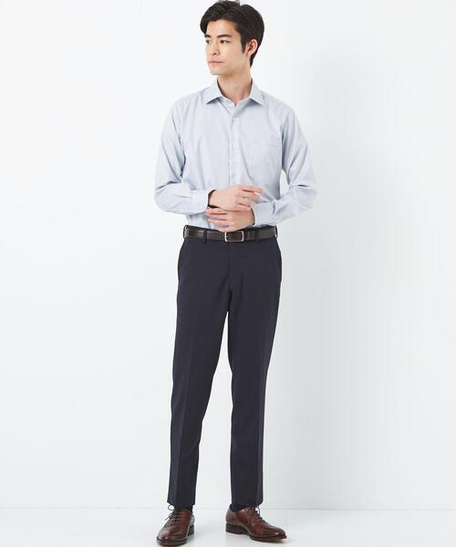 green label relaxing（グリーンレーベルリラクシング）の「コットン ヘリンボーン スリム ショートワイドカラー ドレスシャツ -イージーアイロン-（ビジネスシャツ・メンズ・ホワイト/ライトグレー/ライトブルー・40cm/43cm/38cm/39cm/42cm/41cm/37cm）」の16枚目の写真