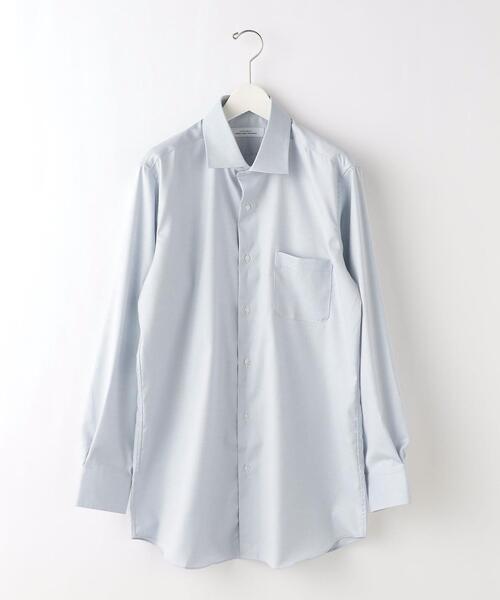 green label relaxing（グリーンレーベルリラクシング）の「コットン ヘリンボーン スリム ショートワイドカラー ドレスシャツ -イージーアイロン-（ビジネスシャツ・メンズ・ホワイト/ライトグレー/ライトブルー・40cm/43cm/38cm/39cm/42cm/41cm/37cm）」の17枚目の写真