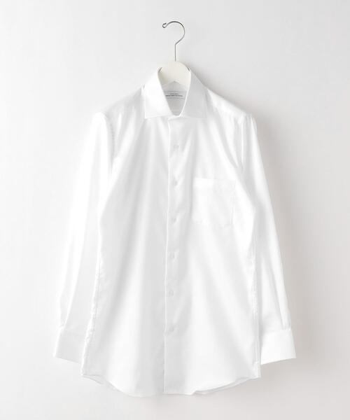 green label relaxing（グリーンレーベルリラクシング）の「コットン ヘリンボーン スリム ショートワイドカラー ドレスシャツ -イージーアイロン-（ビジネスシャツ・メンズ・ホワイト/ライトグレー/ライトブルー・40cm/43cm/38cm/39cm/42cm/41cm/37cm）」の5枚目の写真