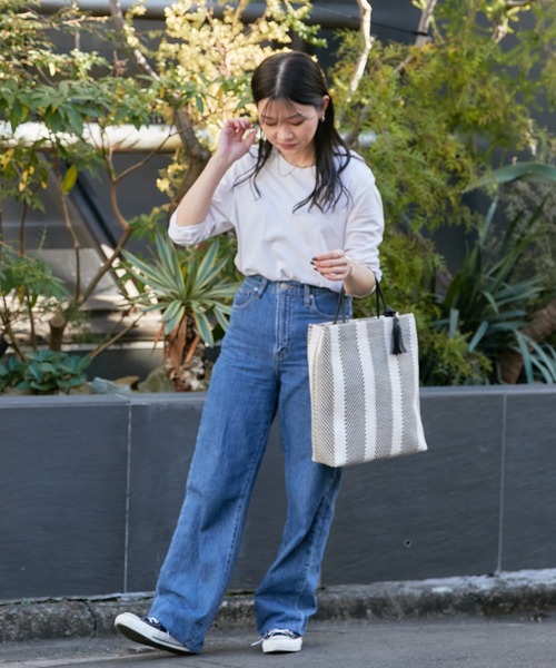 Actually(アクチュアリー)の「2wayストライプトート(トートバッグ・レディース・ブラック/ベージュ・フリー)」の19枚目の写真