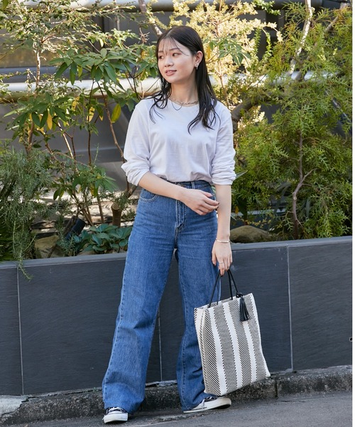 Actually(アクチュアリー)の「2wayストライプトート(トートバッグ・レディース・ブラック/ベージュ・フリー)」の3枚目の写真