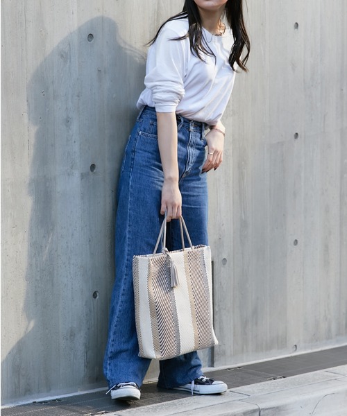 Actually(アクチュアリー)の「2wayストライプトート(トートバッグ・レディース・ブラック/ベージュ・フリー)」の18枚目の写真