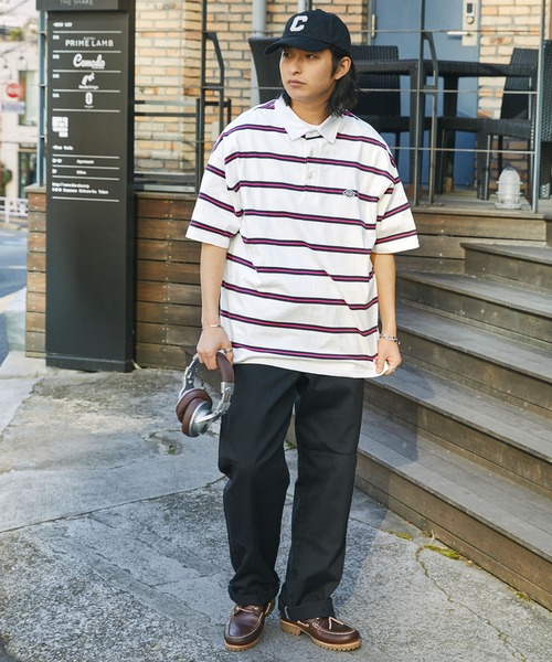 Dickies(ディッキーズ)の「Dickies/ディッキーズ ロゴ刺繍オーバーサイズラガーシャツ(ポロシャツ・メンズ・ホワイト/グリーン/スミクロ/ネイビー・M/L/XL)」の9枚目の写真