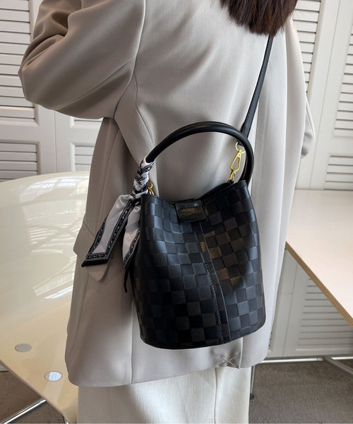 LOPASS(ロパス)の「2wayギンガムチェックバケットショルダーバッグ/ハンドバッグ(ショルダーバッグ・レディース・ベージュ/モカ/アイボリー/ブラック・FREE)」の3枚目の写真