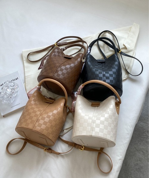 LOPASS(ロパス)の「2wayギンガムチェックバケットショルダーバッグ/ハンドバッグ(ショルダーバッグ・レディース・ベージュ/モカ/アイボリー/ブラック・FREE)」の11枚目の写真