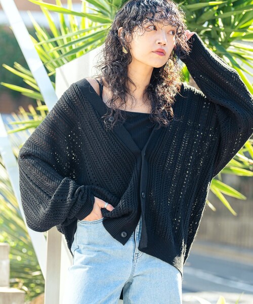 PUBLUX（パブリュクス）の「【23SS】【PUBLUX/パブリュクス】 クロシェ カーディガン/透かし編みオーバーサイズカーディガン/ユニセックス【WEB限定】（カーディガン/ボレロ・メンズ・ブラック/ベージュ/ブルー/グリーン・SMALL/MEDIUM/LARGE）」の14枚目の写真