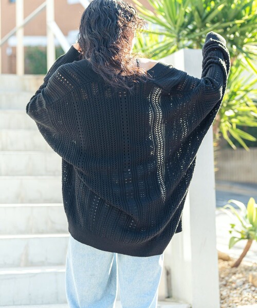 PUBLUX（パブリュクス）の「【23SS】【PUBLUX/パブリュクス】 クロシェ カーディガン/透かし編みオーバーサイズカーディガン/ユニセックス【WEB限定】（カーディガン/ボレロ・メンズ・ブラック/ベージュ/ブルー/グリーン・SMALL/MEDIUM/LARGE）」の19枚目の写真