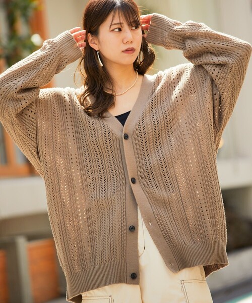 PUBLUX（パブリュクス）の「【23SS】【PUBLUX/パブリュクス】 クロシェ カーディガン/透かし編みオーバーサイズカーディガン/ユニセックス【WEB限定】（カーディガン/ボレロ・メンズ・ブラック/ベージュ/ブルー/グリーン・SMALL/MEDIUM/LARGE）」の15枚目の写真