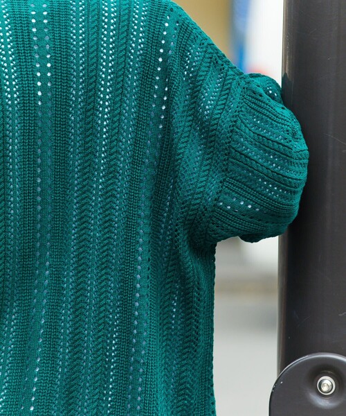 PUBLUX（パブリュクス）の「【23SS】【PUBLUX/パブリュクス】 クロシェ カーディガン/透かし編みオーバーサイズカーディガン/ユニセックス【WEB限定】（カーディガン/ボレロ・メンズ・ブラック/ベージュ/ブルー/グリーン・SMALL/MEDIUM/LARGE）」の8枚目の写真