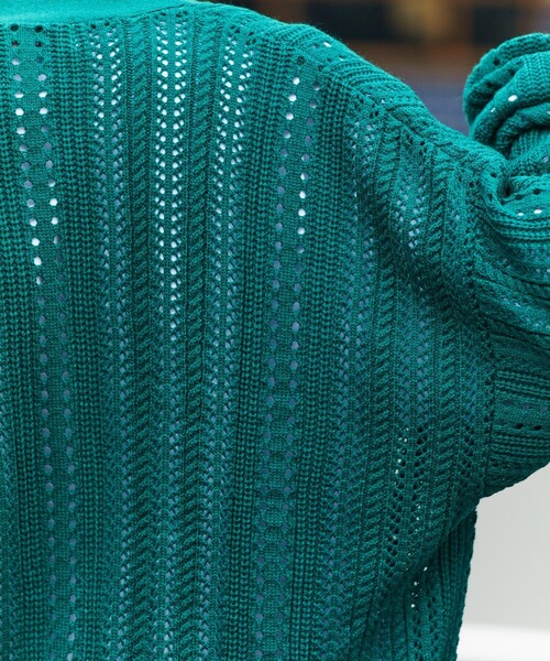 PUBLUX（パブリュクス）の「【23SS】【PUBLUX/パブリュクス】 クロシェ カーディガン/透かし編みオーバーサイズカーディガン/ユニセックス【WEB限定】（カーディガン/ボレロ・メンズ・ブラック/ベージュ/ブルー/グリーン・SMALL/MEDIUM/LARGE）」の13枚目の写真