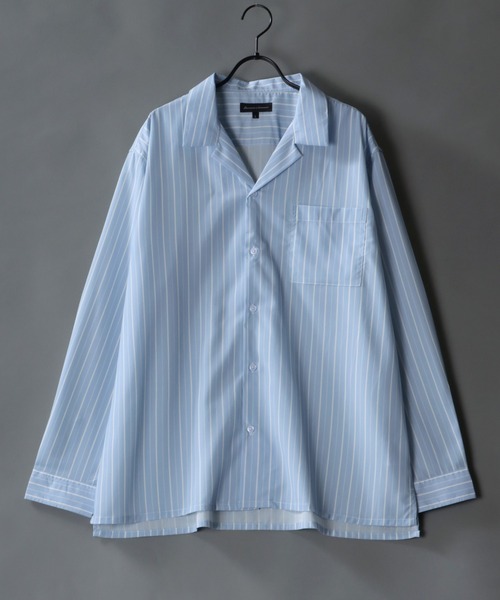 SITRY（シトリー）の「Drape Open Collar Shirt/ドレープ オープンカラー シャツ（シャツ/ブラウス・メンズ・ブルー系その他/チャコール/モカ/ライトグリーン/ライトグレー/ホワイト/ブラック系その他4/ホワイト系その他/ベージュ系その他/ダークグリーン/ターコイズブルー/ブラック系その他3/ブラック系その他5/ブラック系その他/ブラウン系その他/ブルーグレー/ブラック系その他2/ブルー系その他2/ライトブルー/ブラック・M/L/LL）」の19枚目の写真