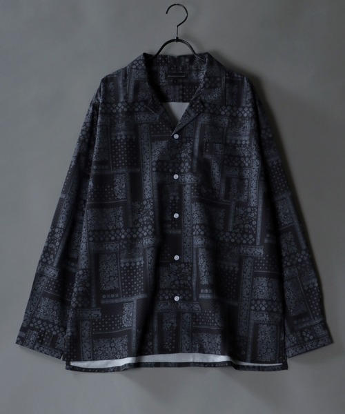 SITRY（シトリー）の「Drape Open Collar Shirt/ドレープ オープンカラー シャツ（シャツ/ブラウス・メンズ・ブルー系その他/チャコール/モカ/ライトグリーン/ライトグレー/ホワイト/ブラック系その他4/ホワイト系その他/ベージュ系その他/ダークグリーン/ターコイズブルー/ブラック系その他3/ブラック系その他5/ブラック系その他/ブラウン系その他/ブルーグレー/ブラック系その他2/ブルー系その他2/ライトブルー/ブラック・M/L/LL）」の7枚目の写真