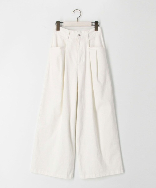 179/WG（イチナナキュウダブルジー）の「タックワイドパンツ／綿ツイル（その他パンツ・レディース・サックスブルー/ブラック/オフホワイト・MEDIUM）」の4枚目の写真