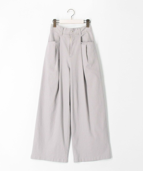 179/WG（イチナナキュウダブルジー）の「タックワイドパンツ／綿ツイル（その他パンツ・レディース・サックスブルー/ブラック/オフホワイト・MEDIUM）」の6枚目の写真