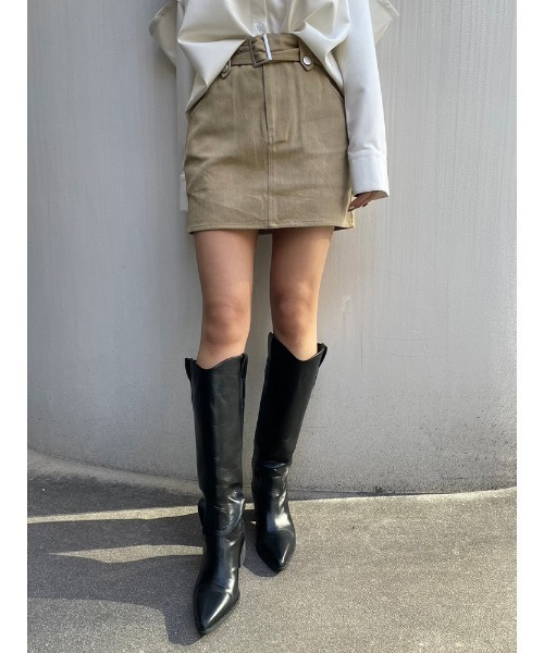 ENVYM(アンビー)の「ツイルネオバミニSK(スカート・レディース・ベージュ/ブラック・FREE)」の10枚目の写真