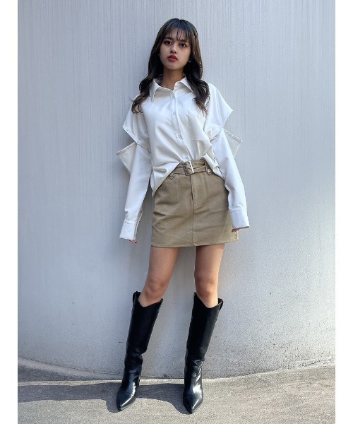 ENVYM(アンビー)の「ツイルネオバミニSK(スカート・レディース・ベージュ/ブラック・FREE)」の16枚目の写真