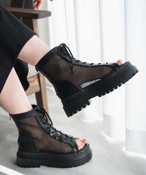 WEGO(ウィゴー)の「WEGO/レースアップブーツサンダル(サンダル・レディース・ブラック・MEDIUM/LARGE)」の12枚目の写真