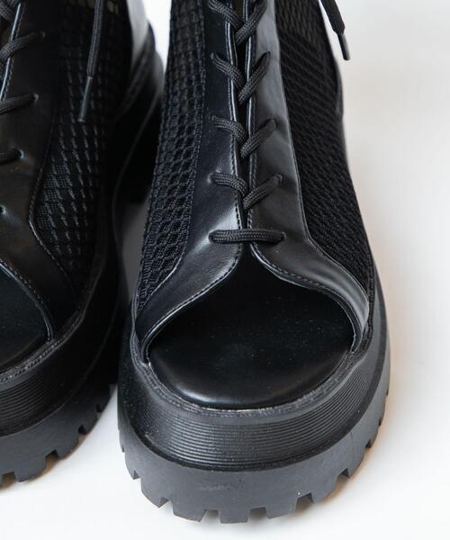 WEGO(ウィゴー)の「WEGO/レースアップブーツサンダル(サンダル・レディース・ブラック・MEDIUM/LARGE)」の17枚目の写真