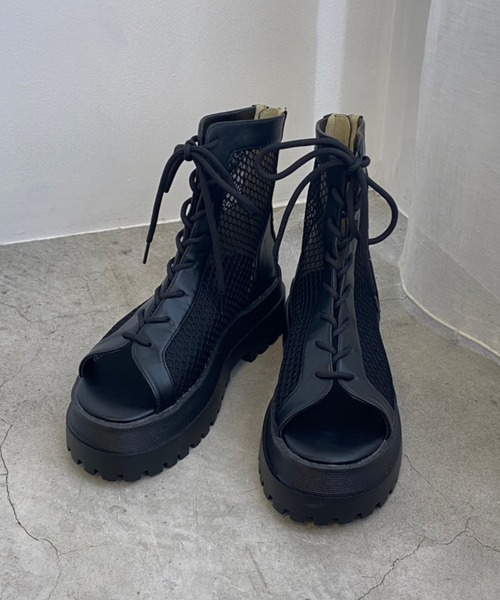 WEGO(ウィゴー)の「WEGO/レースアップブーツサンダル(サンダル・レディース・ブラック・MEDIUM/LARGE)」の9枚目の写真