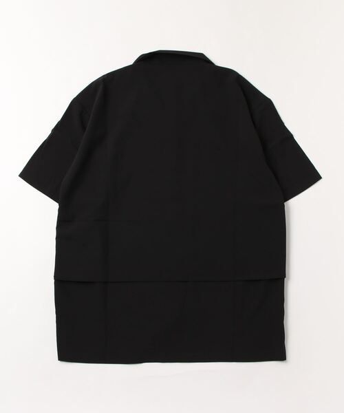 COMMON WARE(コモンウェアー)の「COMMONWARE:ポリエステルストレッチ フラシ トレンチ オープンカラー シャツS/S(シャツ/ブラウス・レディース・ホワイト/グレー/ブラック・L/XL/M)」の4枚目の写真