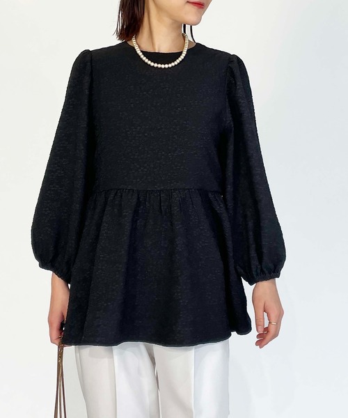 PICCIN(ピッチン)の「ジャガードクレリックペプラムブラウス(シャツ/ブラウス・レディース・ブラック・M)」の13枚目の写真