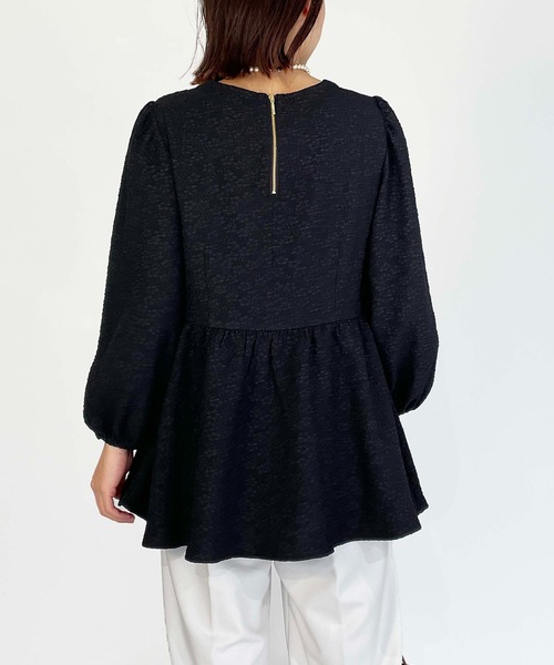 PICCIN(ピッチン)の「ジャガードクレリックペプラムブラウス(シャツ/ブラウス・レディース・ブラック・M)」の14枚目の写真