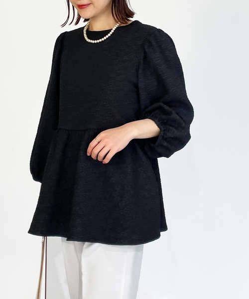 PICCIN(ピッチン)の「ジャガードクレリックペプラムブラウス(シャツ/ブラウス・レディース・ブラック・M)」の15枚目の写真