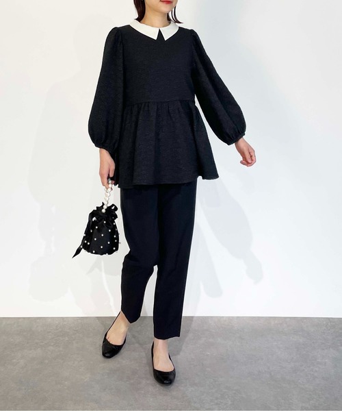 PICCIN(ピッチン)の「ジャガードクレリックペプラムブラウス(シャツ/ブラウス・レディース・ブラック・M)」の12枚目の写真