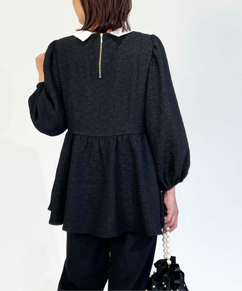 PICCIN(ピッチン)の「ジャガードクレリックペプラムブラウス(シャツ/ブラウス・レディース・ブラック・M)」の5枚目の写真