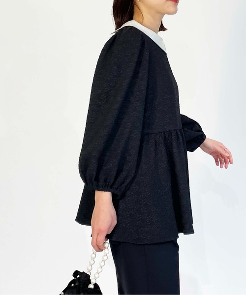 PICCIN(ピッチン)の「ジャガードクレリックペプラムブラウス(シャツ/ブラウス・レディース・ブラック・M)」の6枚目の写真